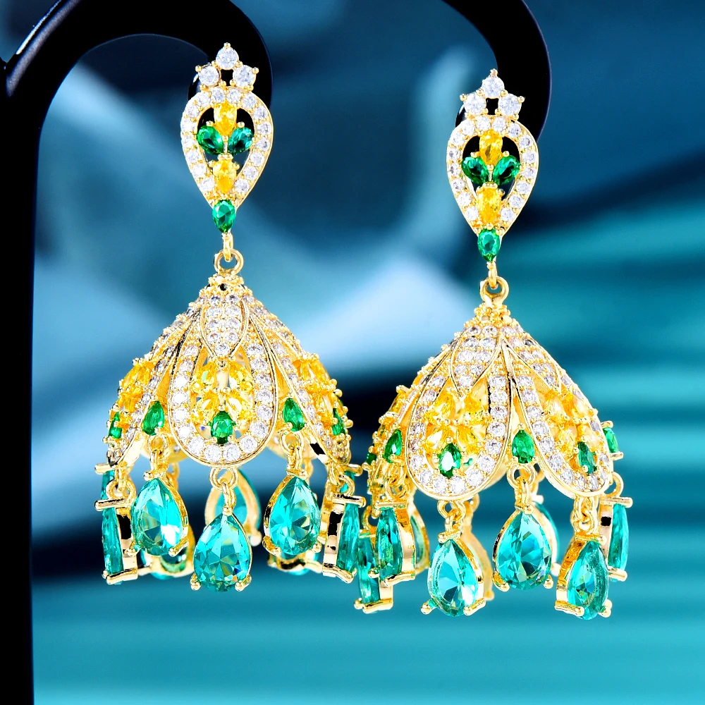 

Blachette Mothers Day Gift African Dangle Earring For Women Top Quality Cubic Zirconia Bridal Wedding Banquet Earrings Jewelry