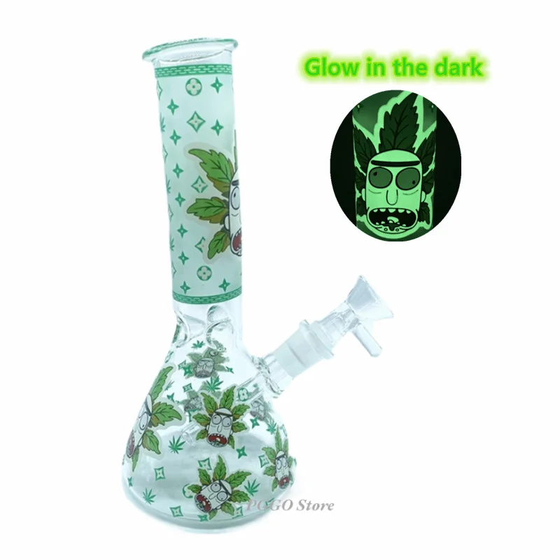

10lnch Glass Hookah Bottle Creative Glow In The Dark Smoking Pipe Shisha Accessories Glass Bong Smoke Tubes Vase Home Decor Gift