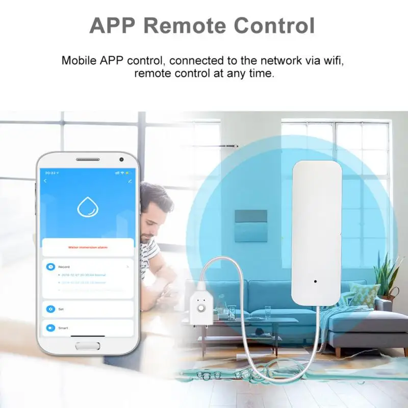 Tuya умный WiFi датчик утечки воды уровень потока Охранная сигнализация детектор