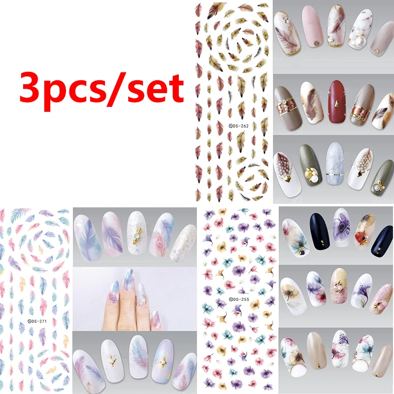 Style 16 2/3 шт наклейки для ногтей, Водные Наклейки, смешанные цвета, Цветочные наклейки для ногтей, для поделок, переводные наклейки для маникюра, украшения для ногтей - Цвет: Style 16