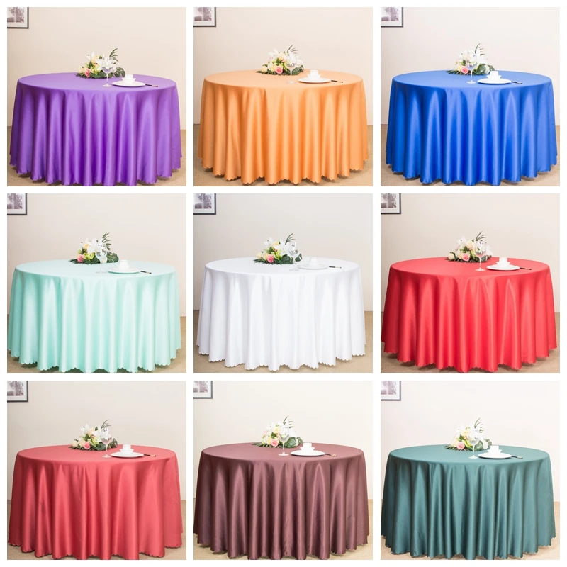 

10PCS Pure Color Shinny Luxurious Damask Round Tablecloth Banquet Wedding Party Hotel Supply Wrinkless Table Cloth Rectangular