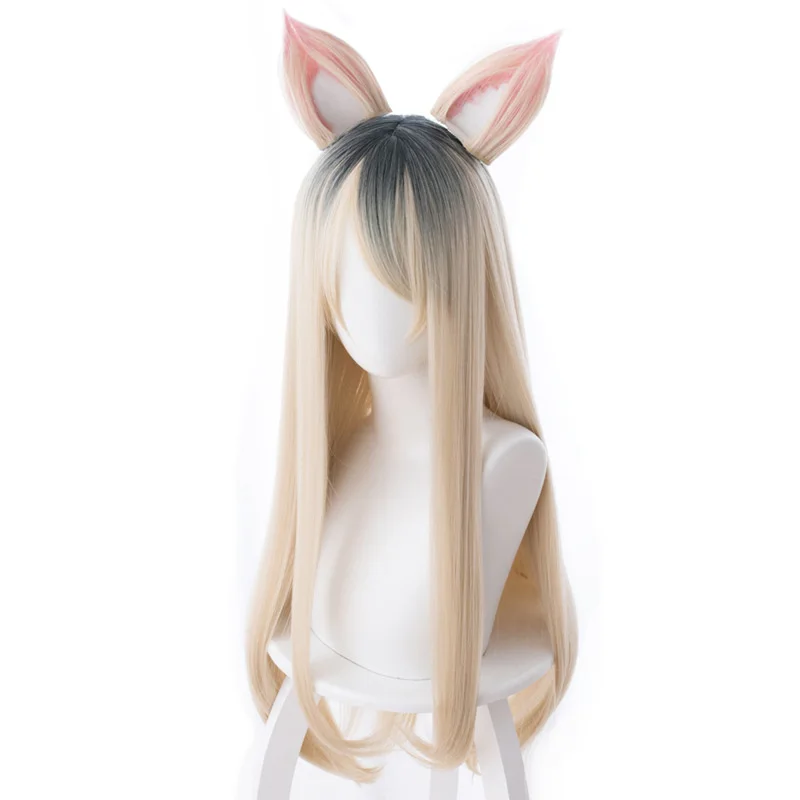 

Ahri wig LoL K/DA Ahri Cosplay Wigs Blonde Long Straight KDA Cosplay Wig with Ears Halloween Heat Resistant Synthetic Hair