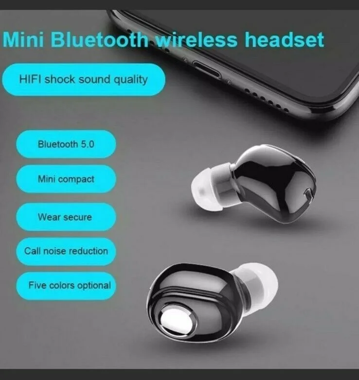 

Bluetooth 5.0 Headset Wireless Earphones Stereo Headphones Earbuds black color