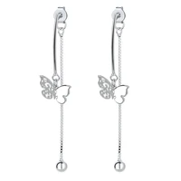 2021 fashion butterfly clip earrings hollow out copper pierced earring dangle earrings for women girls jewelry