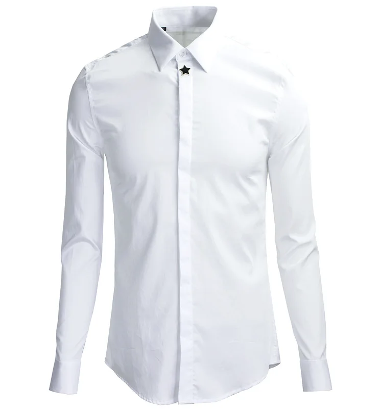 

Новинка 2021, модная металлическая пятизвездочная брендовая мужская рубашка с воротником на пуговицах, Мужская европейская рубашка, Мужская ...