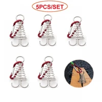 5pcs spiral shaped spring nails aluminum windproof outdoor awning camping tent fixed hook with carabiner camping equipment