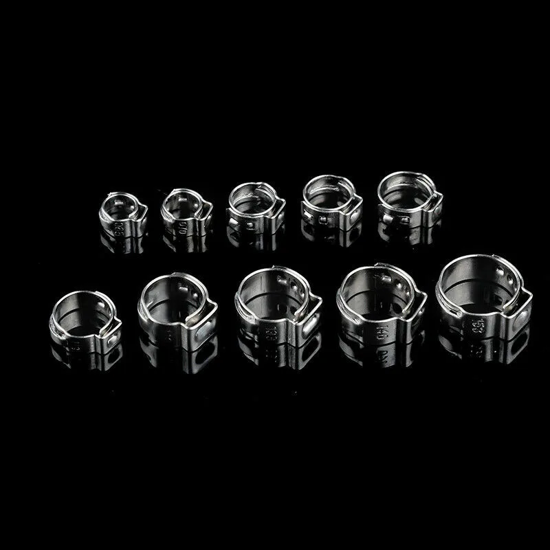 

Accessories Single Ear Hose Clamps Assorted Crimp Pinch Set Parts Silver