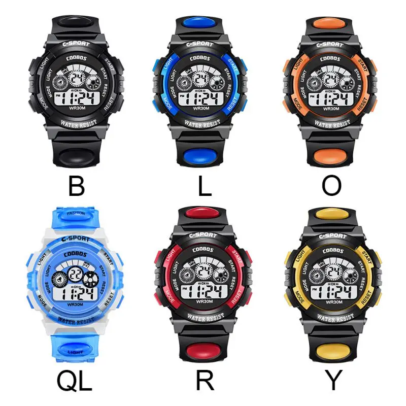 

Waterproof Children Student Wrist Watch Boy Girl Colorful LED Light Display Kid Boy Girl Digital Wristwatch