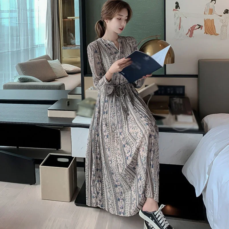 

Women's New Style Retro Irregular Plus Size Chiffon Dress Female Spring And Autumn Mid-length Vestidos Dropshipping