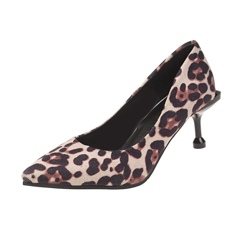 Женская леопардовая обувь на очень высоком каблуке с острым носком модная