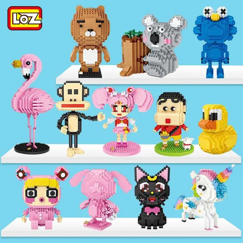 

LOZ Mini Diamond Blocks Unicorn Anime Action Figure Cartoon animal Pink Panther Flamingo Educational Bricks DIY Toy for Children