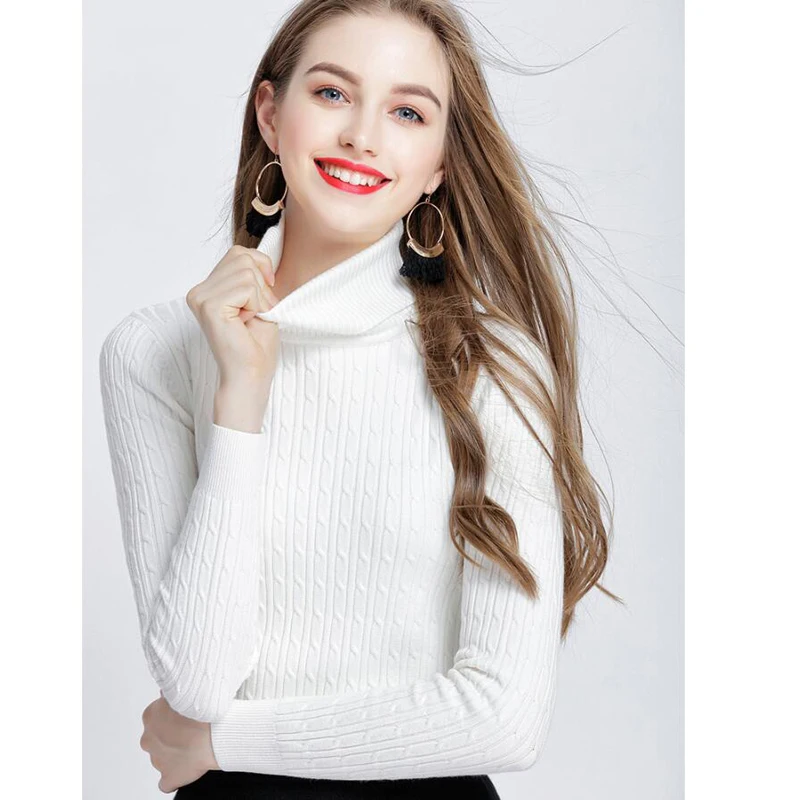 Свитер-водолазка женский зимний розовый бежевый черный белый размера плюс Xxl |