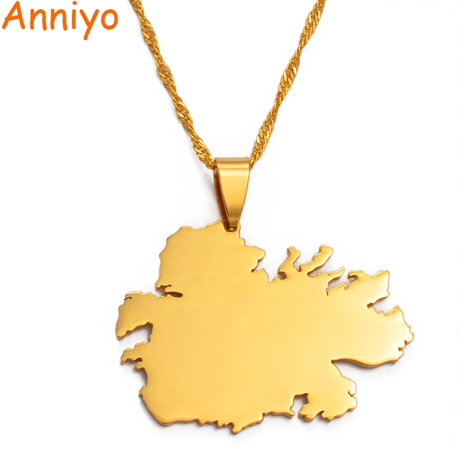 Ожерелья с подвеской и цепочкой Anniyo картой острова Антигуа золотистые Ювелирные