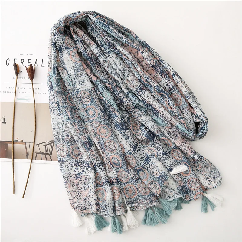 Женский шарф с принтом Marte &amp молодёжи разноцветный мягкий в стиле ретро Весенняя