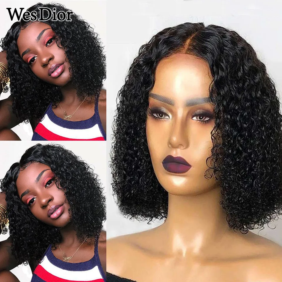 

Brazilian Short Bob 13x4 Lace Front Wigs Kinky Curly Human Hair Wigs For Black Women Remy Pre Plucked Lace Wig 250% Density