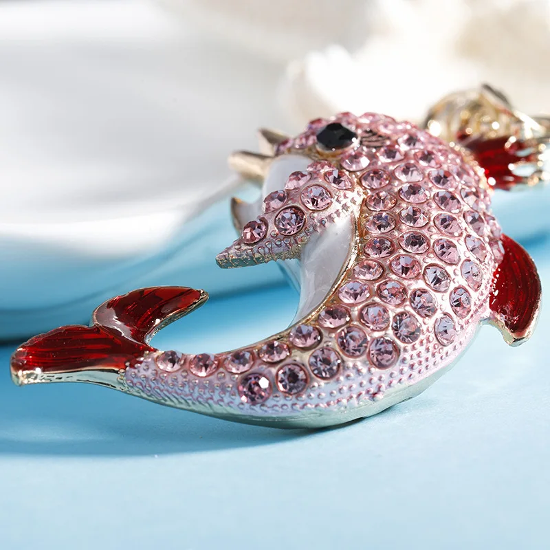 Изящные Подвески с дельфинами в виде короны брелки прозрачными красными