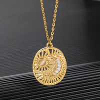vintage sun moon necklace on the neck bohemian romantic couple pendant accessories stainless steel chain gothic style jewelry