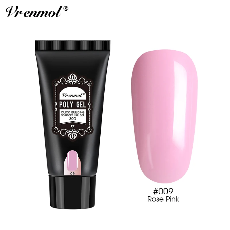 30ml rose pink Vrenmol Poly гель Semic Перманентный не чистый лак верхнее Базовое покрытие гель лак верхнее покрытие Базовое покрытие основа прозрачный гель лак - Цвет: 30ml rose pink