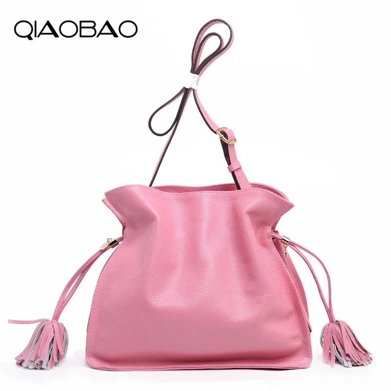 Новинка весны 2020 женская сумка мешок QIAOBAO карамельных цветов с кисточкой