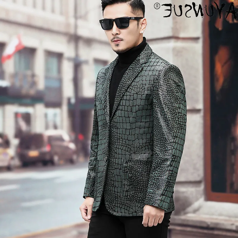 

Ayumexe кожа-Мужская аутентичная куртка детская пижама с рисунком «крокодил» из натуральной костюм из овчины, на осень, lxr4021