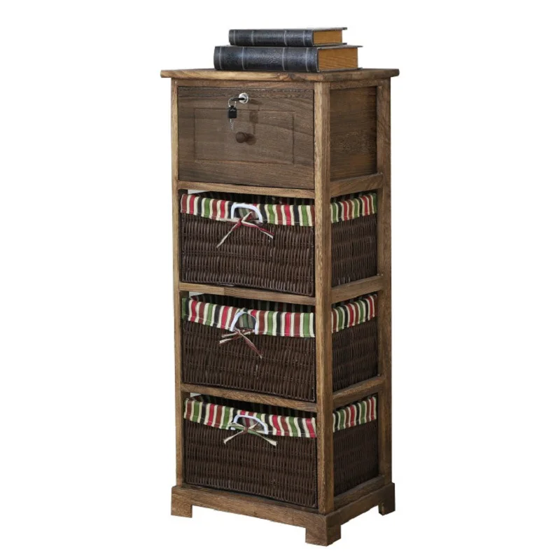 

Creative wooden furniture retro style living room storage table nordic simple solid wood home furniture bedroom beside cabinet