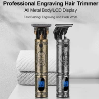 lcd hair clippers rechargeable hair cutting machine hair beard trimmer for men barber shop electric shaving t outliner men