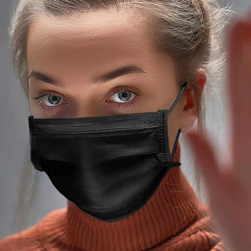 В НАЛИЧИИ 20 200 шт. маска одноразовая для лица Черный Nonwove 3 слоя полости рта фильтр