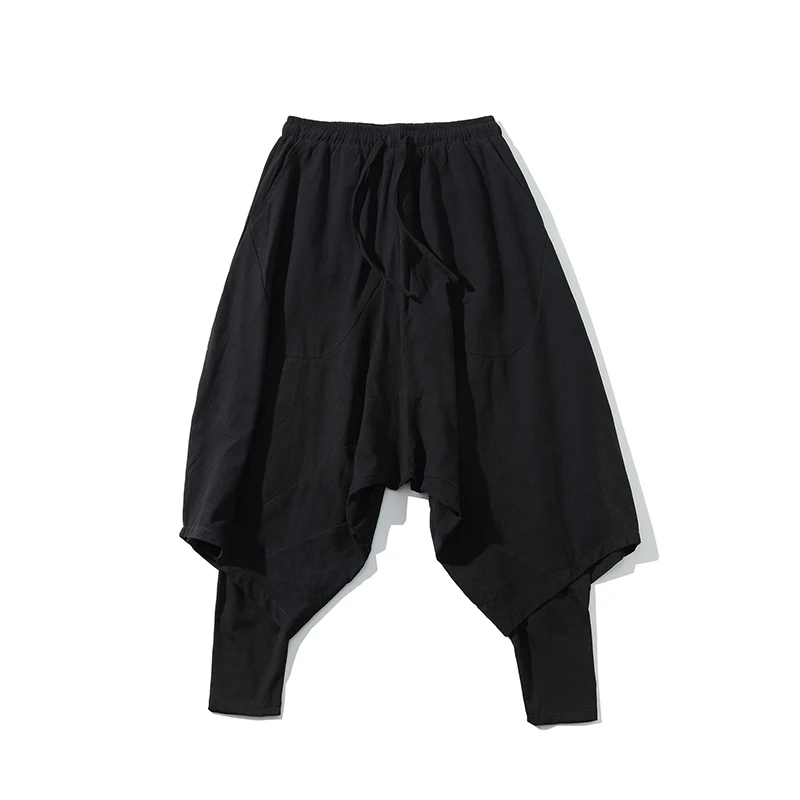 Мужские брюки мужские широкие шаровары свободные большие укороченные в