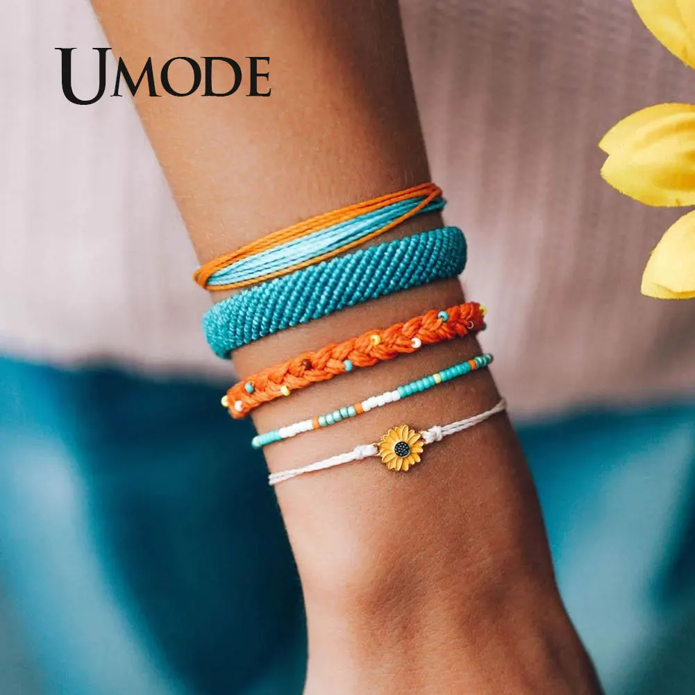 UMODE Vsco, Набор браслетов дружбы для девочек Bts, ручная работа, ромашки, браслеты, Boho Femme, аксессуары, браслеты, PB0497