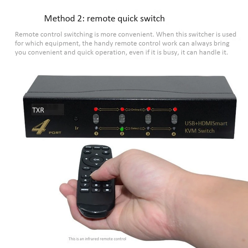 

USB HDMI Switch Four in and One Out KVM Cut Sn Sharing 1 Monitor Usb Keyboard and Mouse Wiring EU Plug