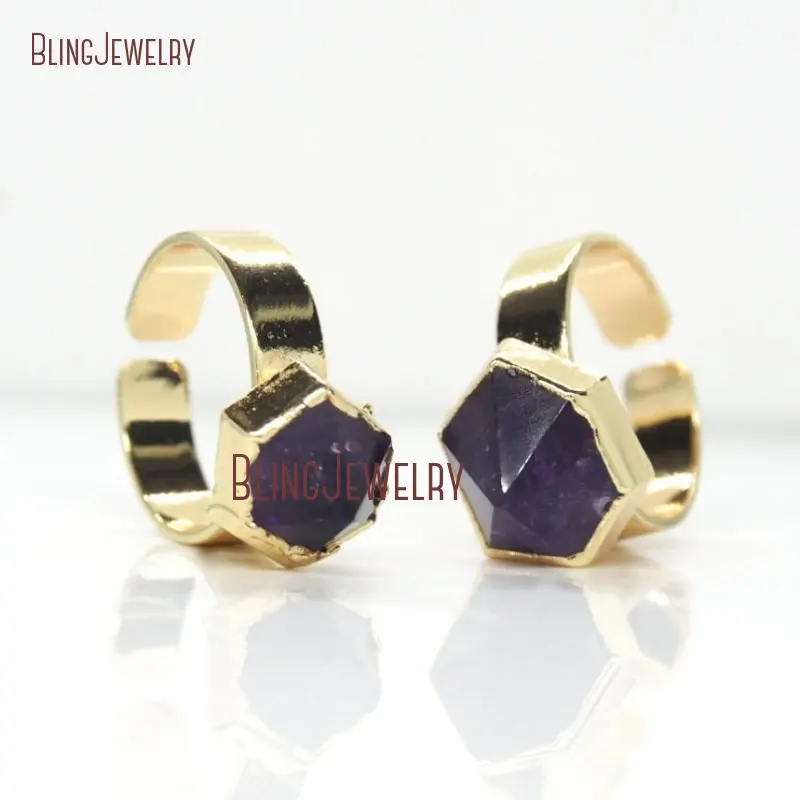 

Raw Point Quartz Point Ring Rough Amethyst Adjustable Band Ring RM28240