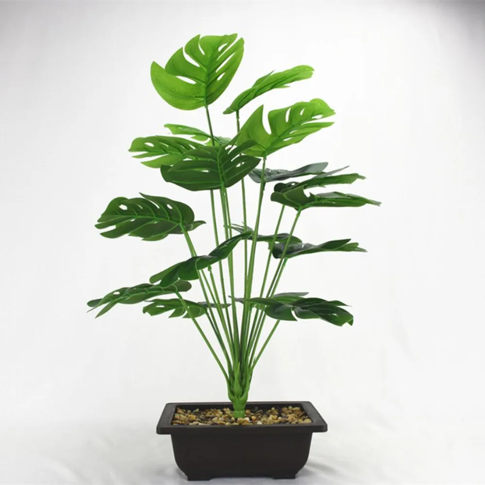 Искусственные растения Зеленые пальмовые листья монстера для дома и сада