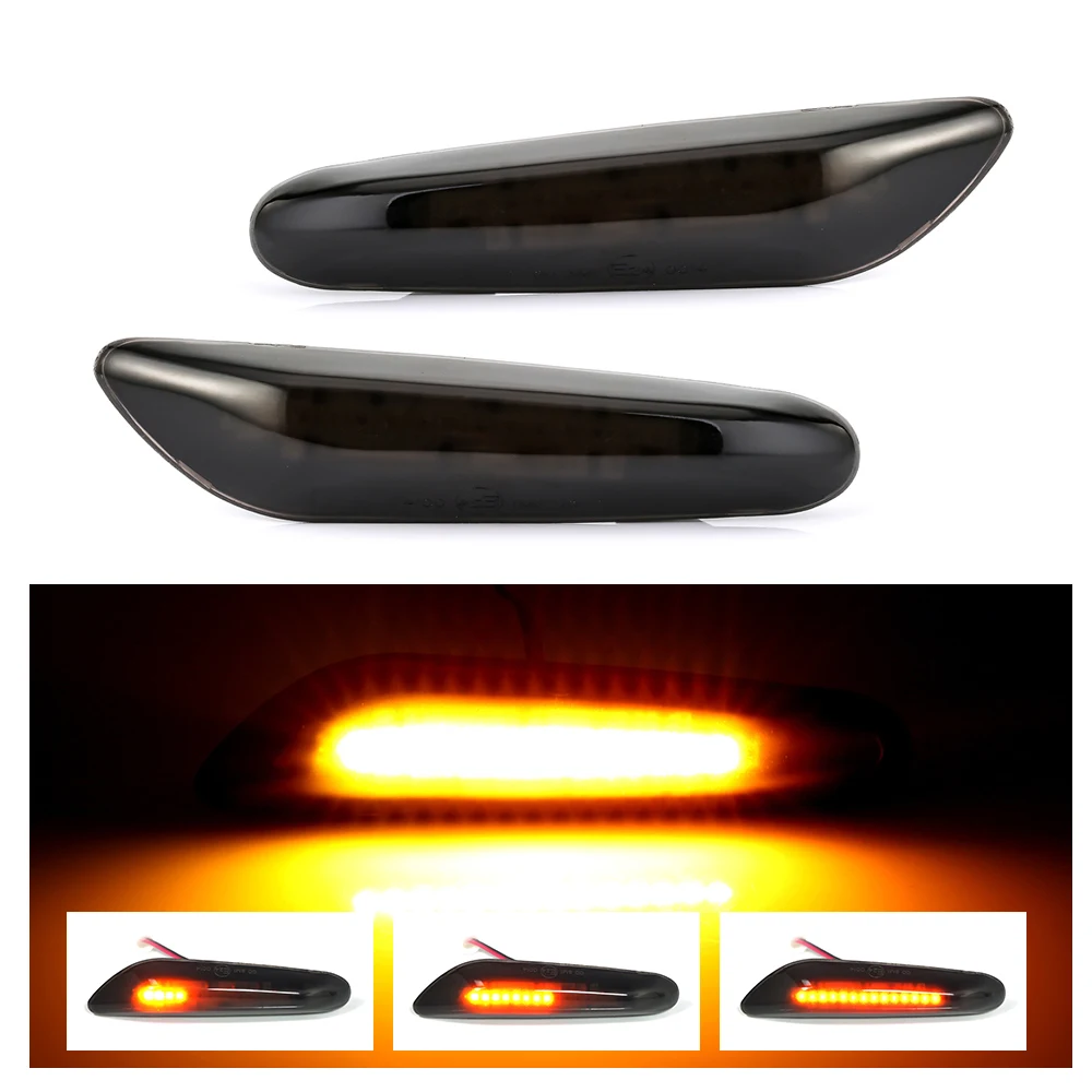 For BMW E90 E91 E92 E60 E87 E82 E46 Sequential Blinker Car Door Streamer Lamps LED Dynamic Side Marker Turn Signal Lights 2pack