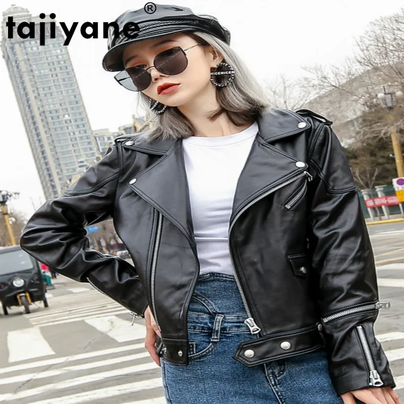 

Женская короткая мотоциклетная куртка, пальто из натуральной овечьей кожи, 100%, 99006WPY531