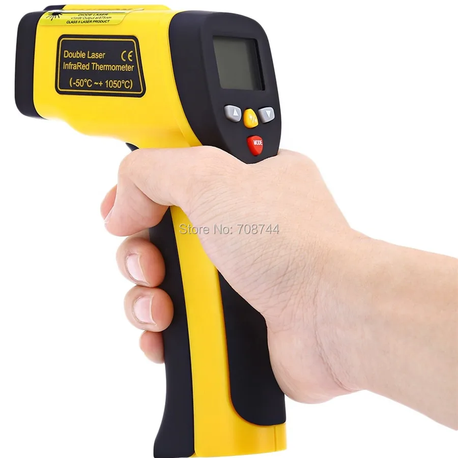 Двойной лазерный ЖК-дисплей Дисплей IR Многоцелевой термометр от-50 до 1050 градусов
