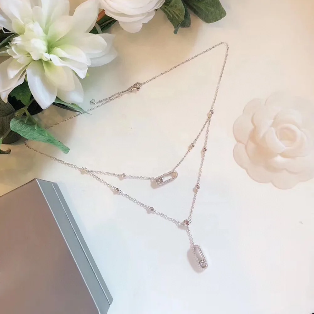 Женское ожерелье из серебра 100% пробы с двухуровневой подвеской | Украшения и