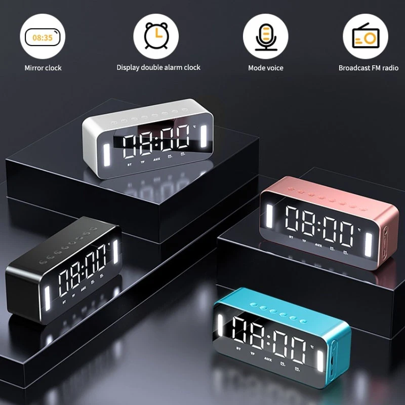 

2021 New Mc-h8 Bluetooth Speaker Mirror Wireless Home Subwoofer Mobile Phone Clock Audio Alarm Clock Radio Speaker