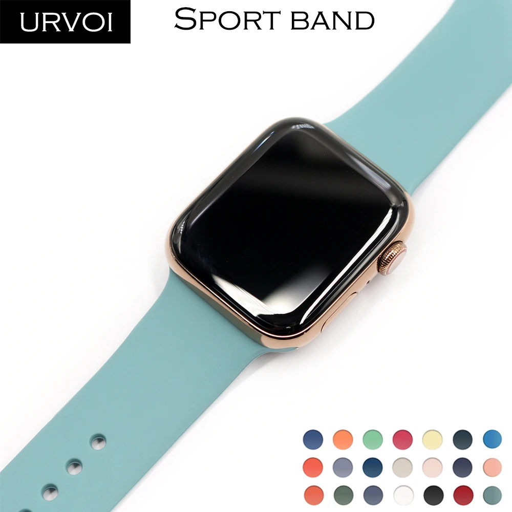 Ремешок спортивный URVOI для apple watch series 6 SE 5 4 3 2 1 силиконовый браслет iWatch 40 мм 44 со