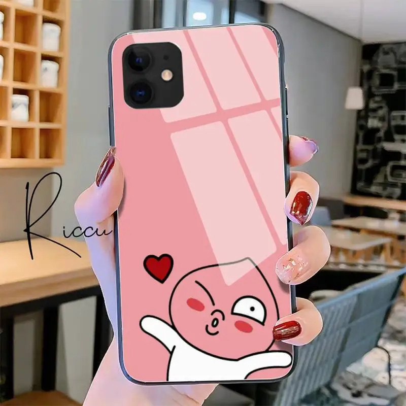 

apeach kakao cartoon cute Phone Case Tempered Glass For iPhone 11 Pro XR XS MAX 8 X 7 6S 6 Plus SE 2020 12 Pro Max Mini case