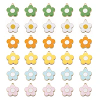 sauvoo 10pcs 22x19mm enamel flower charms for necklaces pendants earrings cute petal charms jewelry making accessories