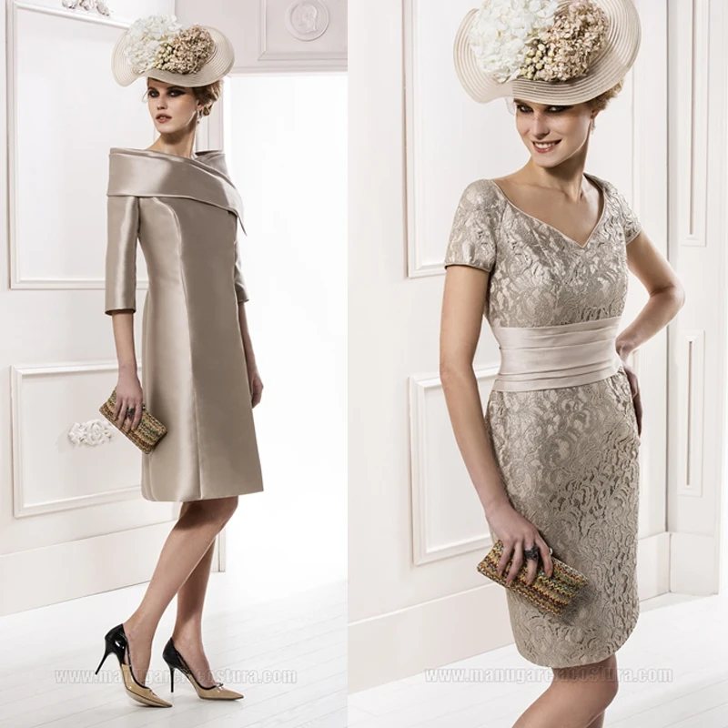 

Кружевное платье для матери невесты, официальное платье до колен с жакетом для свадьбы, 2015