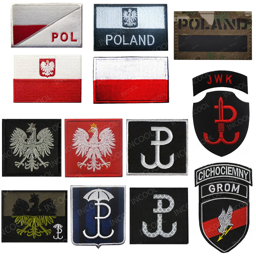 

Poland Flag Embroidery Patch Polish Eagle Special Force Army Military Patches IR Reflective Tactical Emblem Embroidered Badges