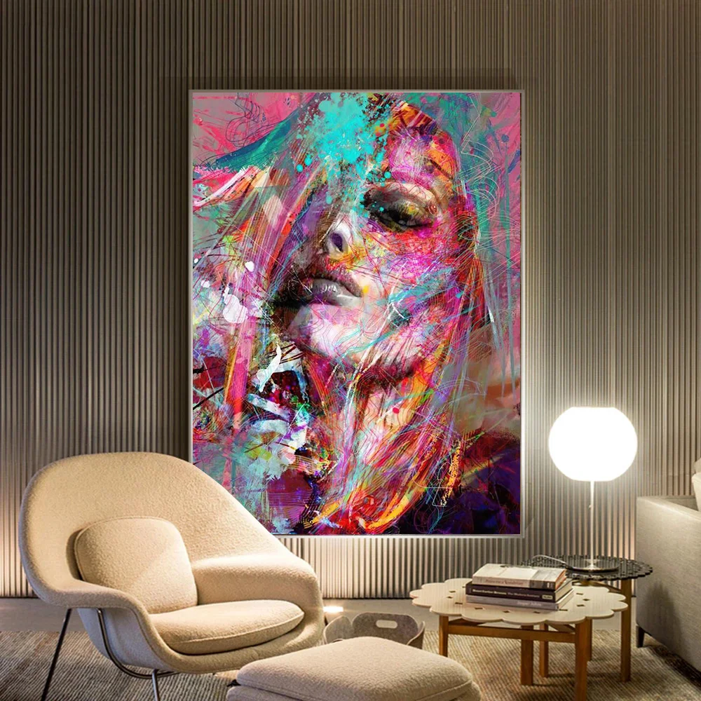 

Abstract Woman Face Graffiti Street Art Canvas Painting Modern Posters and Prints Cuadros Wall Art Picture for Living Room Decor