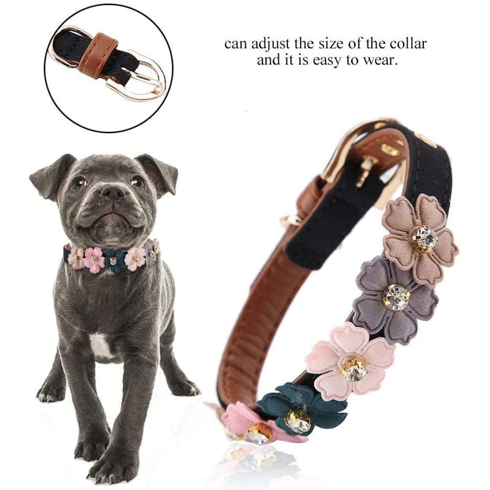 Регулируемый ошейник для кошек из искусственной кожи с цветами ромашки и