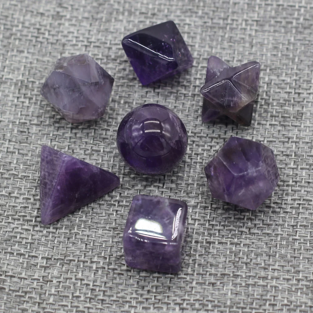 

Wholesale 7PCS Hot selling Natural Stone Amethyst Geometric Shape Beads Making DIY Pendant Necklace Bracelet Anklet Jewelry Gift