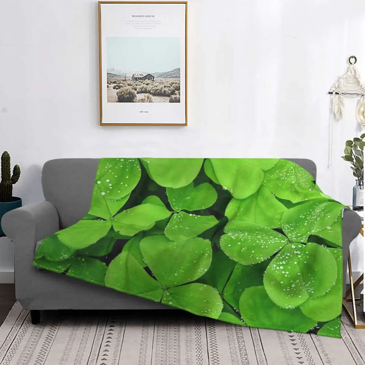 

Botany Blanket Plant pattern Modern Cotton Breathable Coral Velvet Throw Blankets For Office Couch