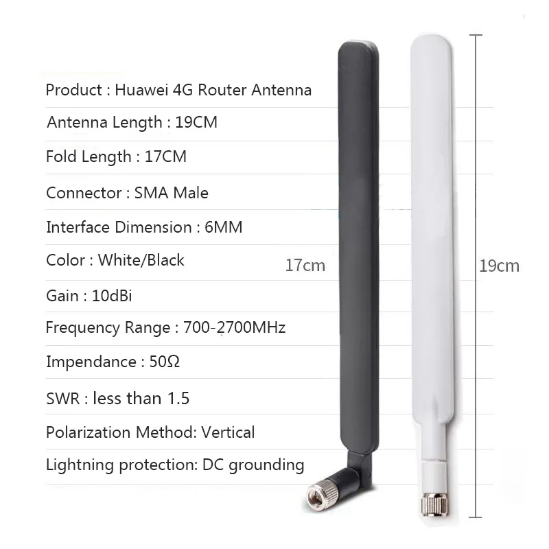 2 шт./лот 4G антенна 10dBi SMA Male 700-2700 МГц для маршрутизатора LTE внешняя Wi-Fi B593 E5186 B315 B310