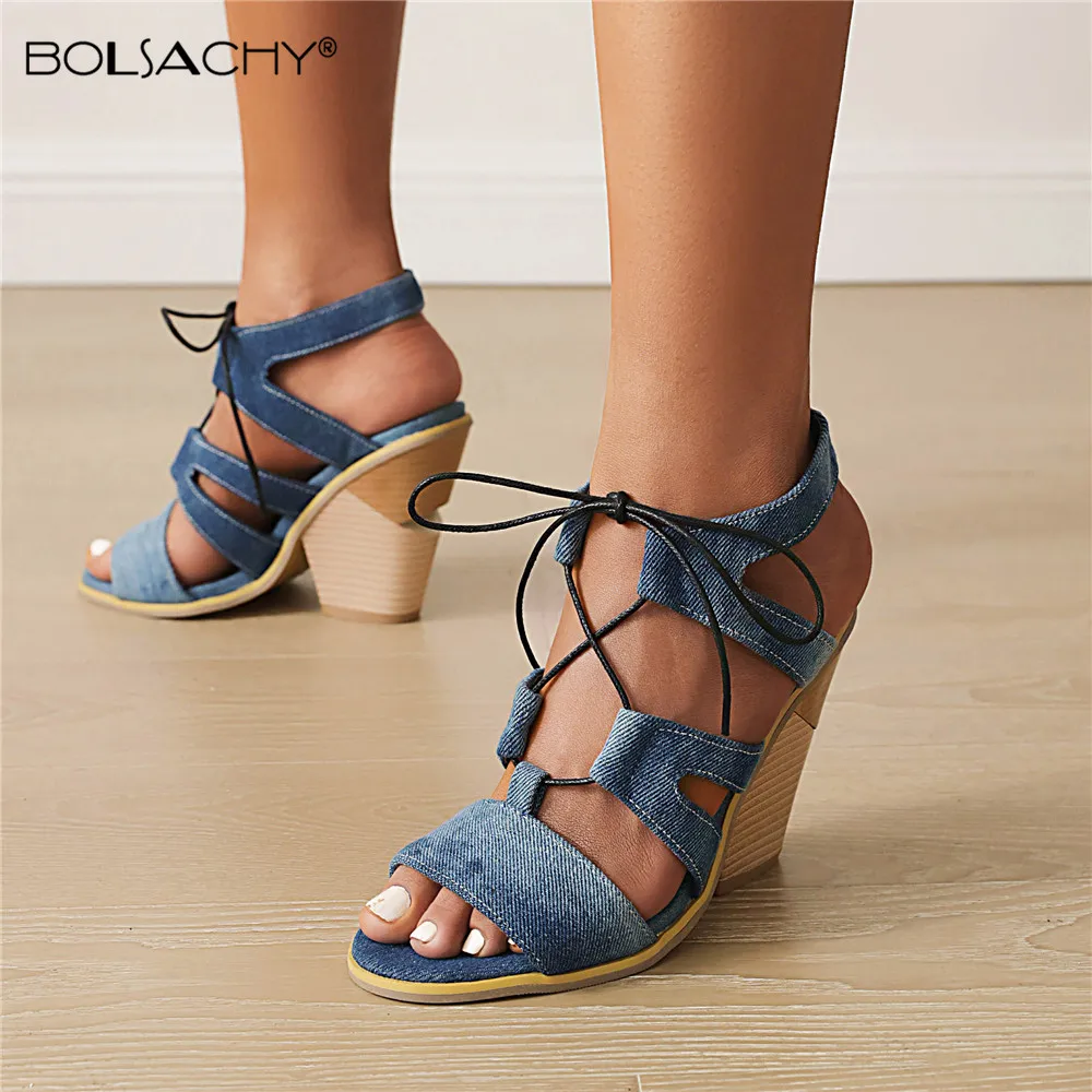 

2022 Summer Open toeHeel Sandals for Women Cross belt High Heel Shoes Ladies Stylish Plus Size Wedges Rome Party Shoes Evening