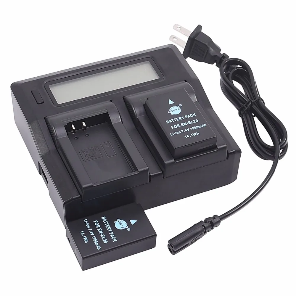2шт 1900mAh 7 4 V EN EL20 батарея ENEL20 DSTE 1 * LCD зарядное устройство для Nikon J1 J3 S1 AW1 1V3 Blackmagic Pocket