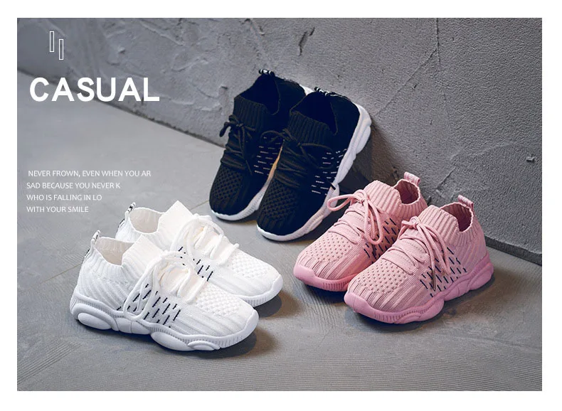 Children Casual Sneakers Spring Autumn Air Mesh Lace-up Sport Shoes Kids Sneakers Breathable Boys Girls Shoes